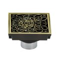 Kingston Brass BSF9771AB Watercourse Scroll 4" Square Grid Shower Drain, Antique Brass BSF9771AB